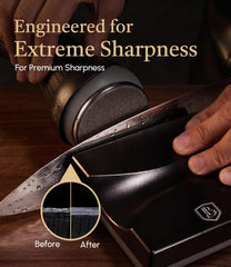 Guided rolling sharpening design for home cooks