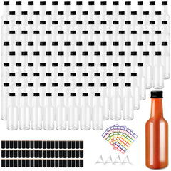 LECEHIVO 120 Pcs hot sauce bottles 5oz clear plastic with black cap
