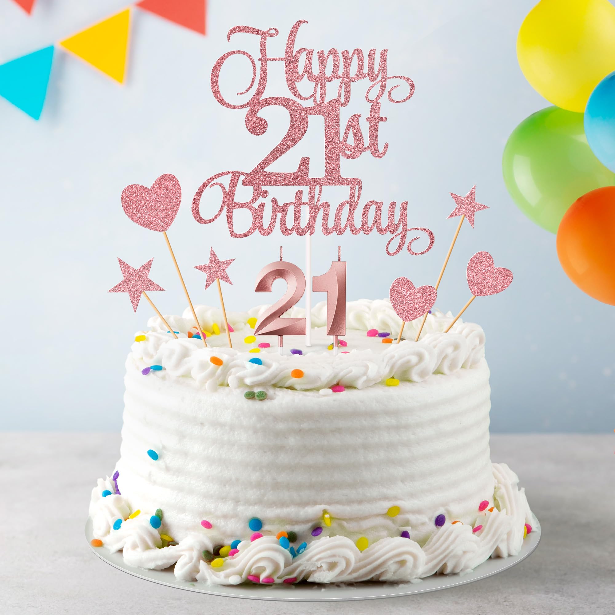 Lecferrarc Happy 21st Birthday lettering topper