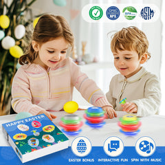 LED powered Easter eggs spinning tops for kids