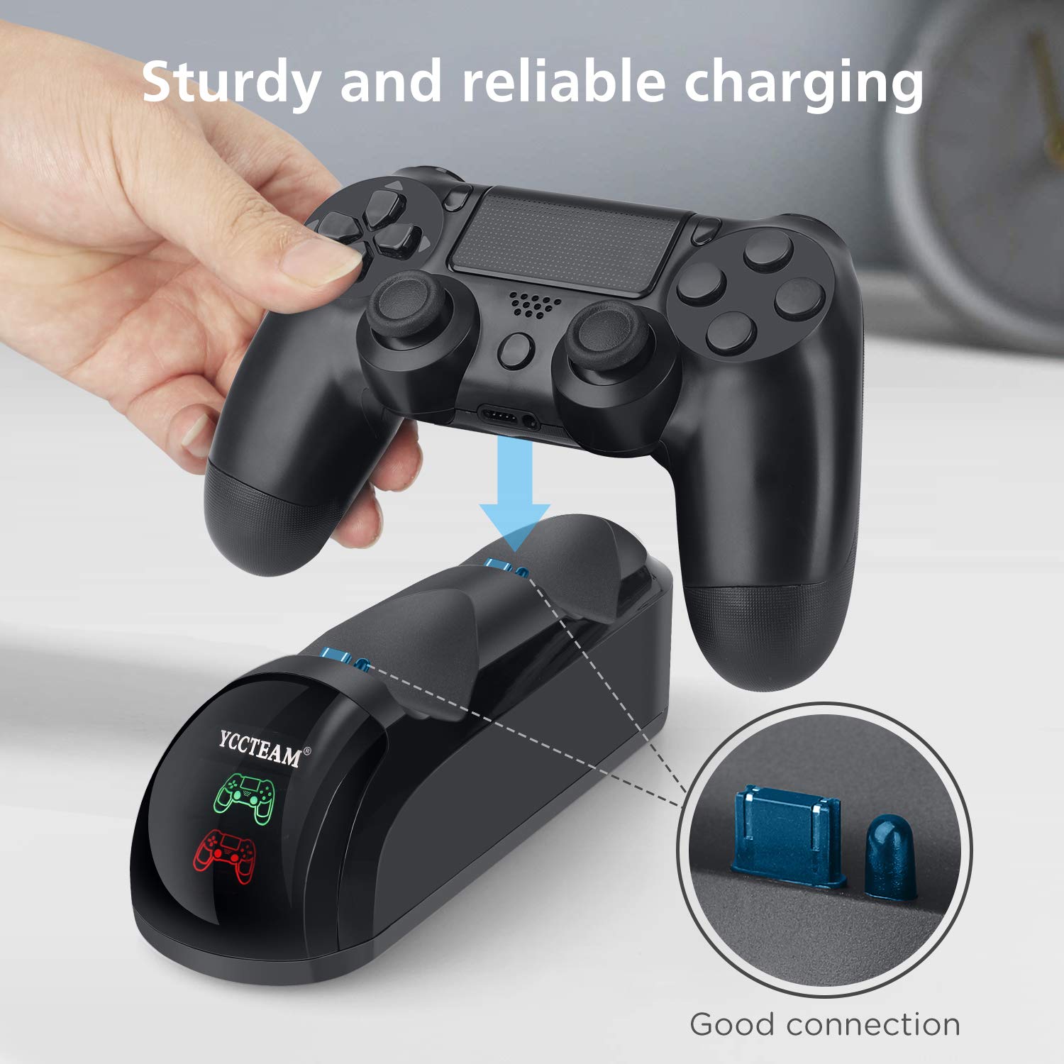 LED indicator shows charging status red and full green
