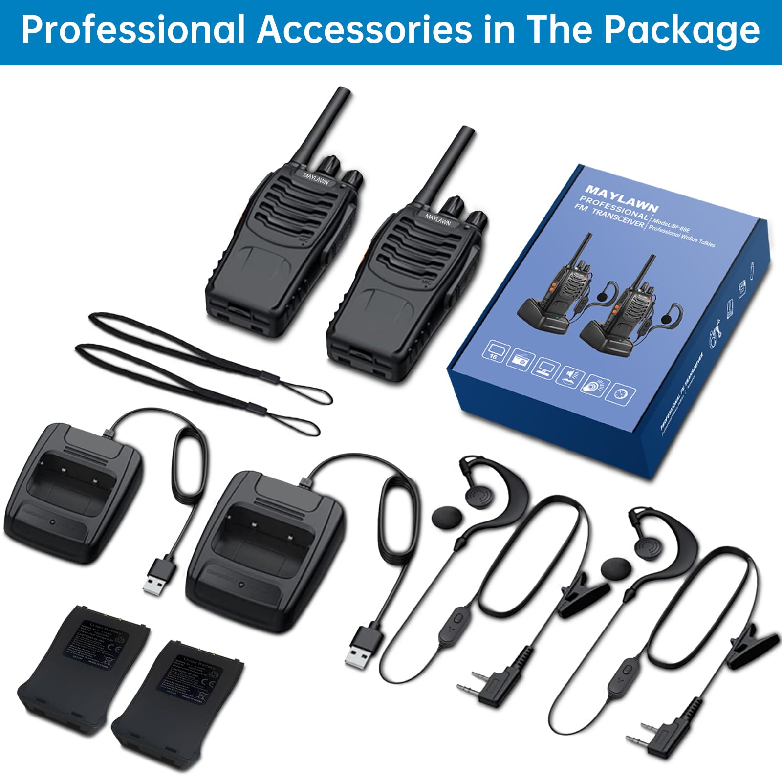 Portable long range walkie talkies for indoor and outdoor use