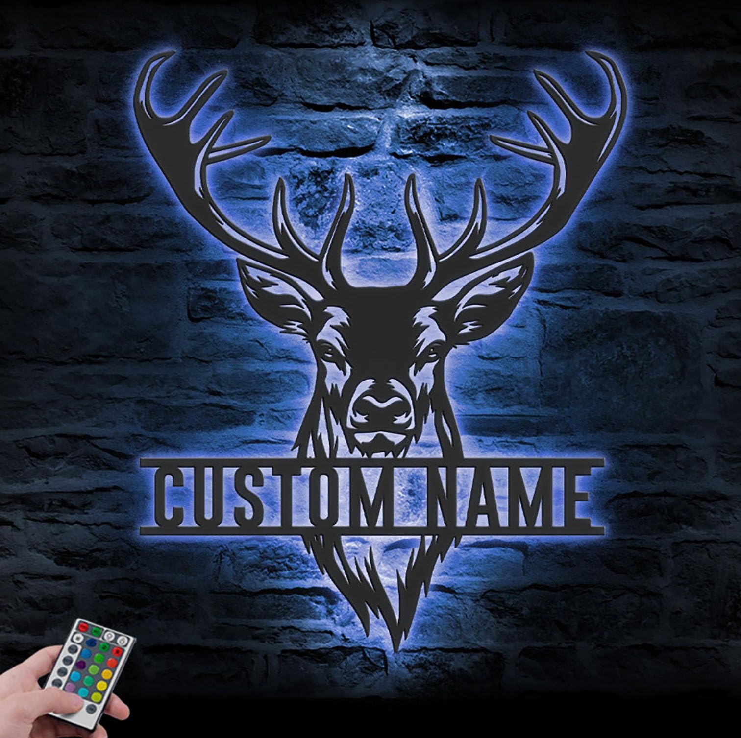 LED light illuminated metal sign with remote control