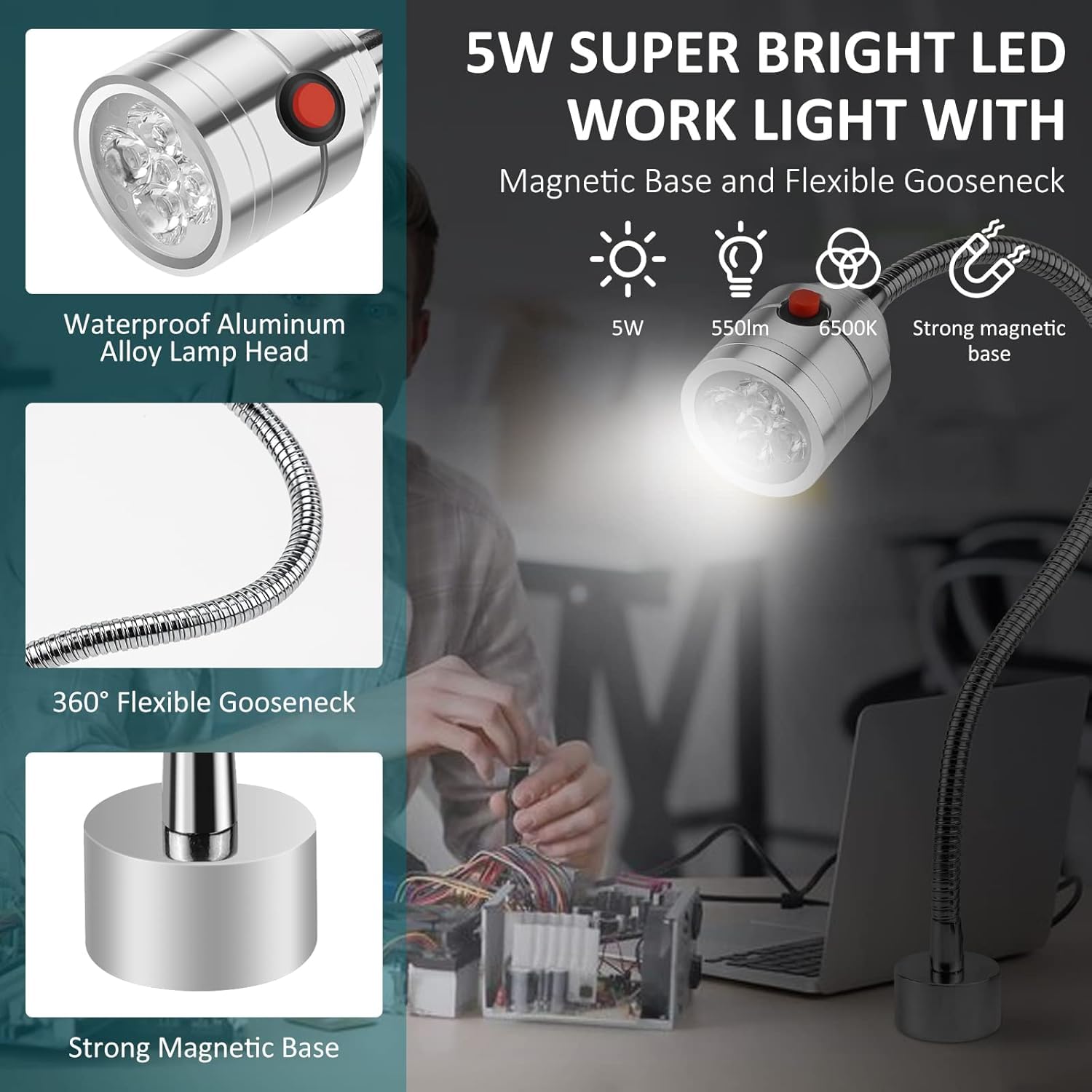 LED machine light 5W 550 lumens for lathe milling machines