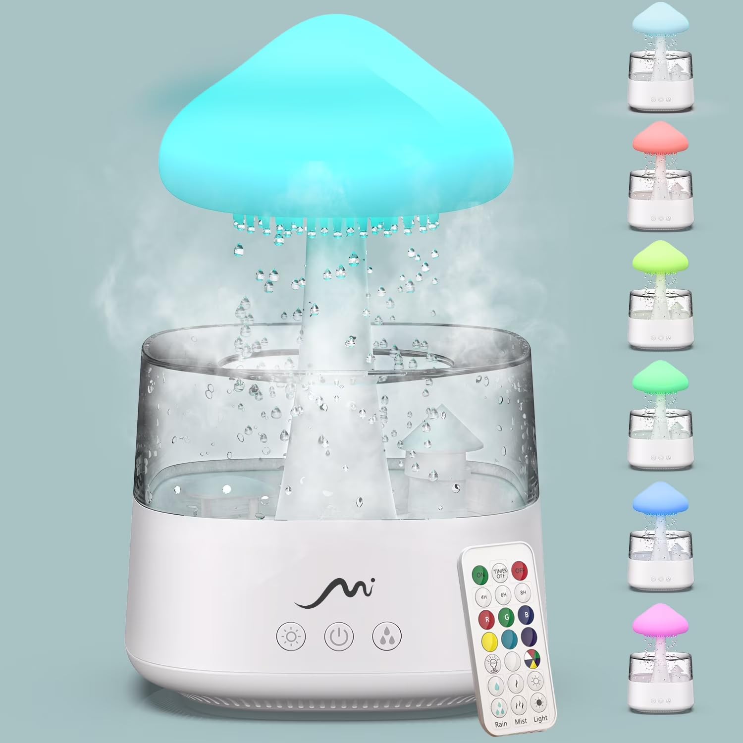 7 color LED night light modes on Rain Cloud Humidifier