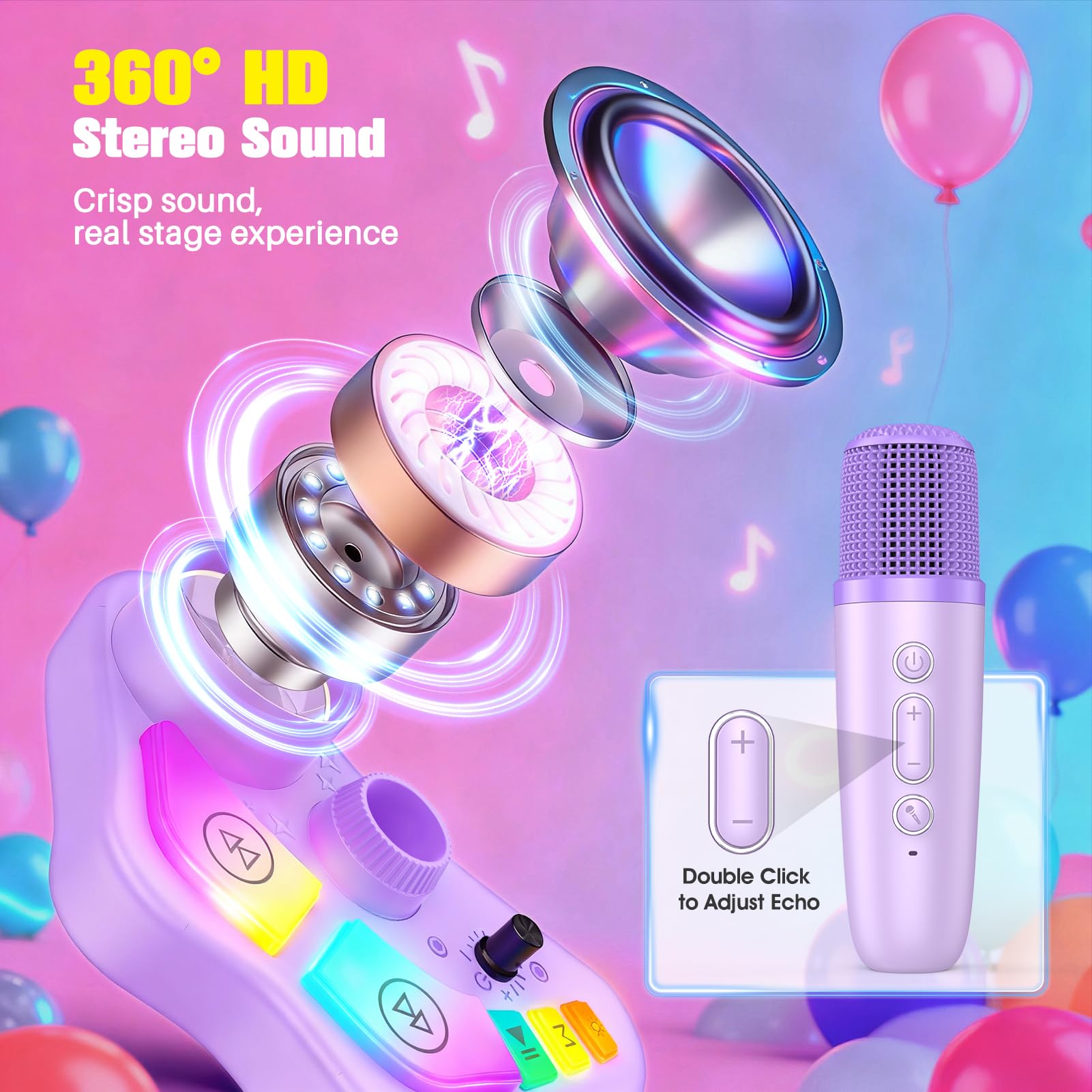 Rechargeable karaoke machine powers hours of play