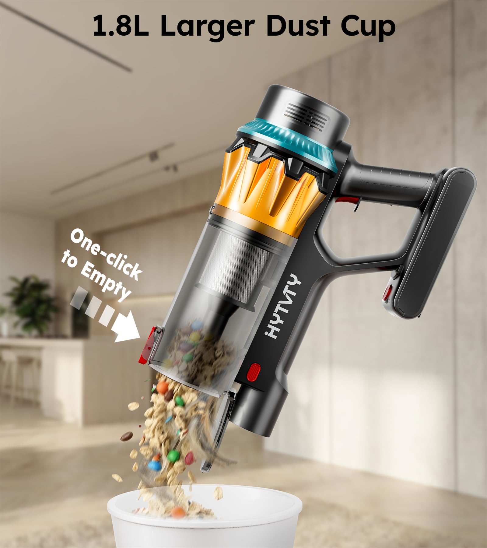 Smart LED touch screen on HYTVTY cordless vacuum