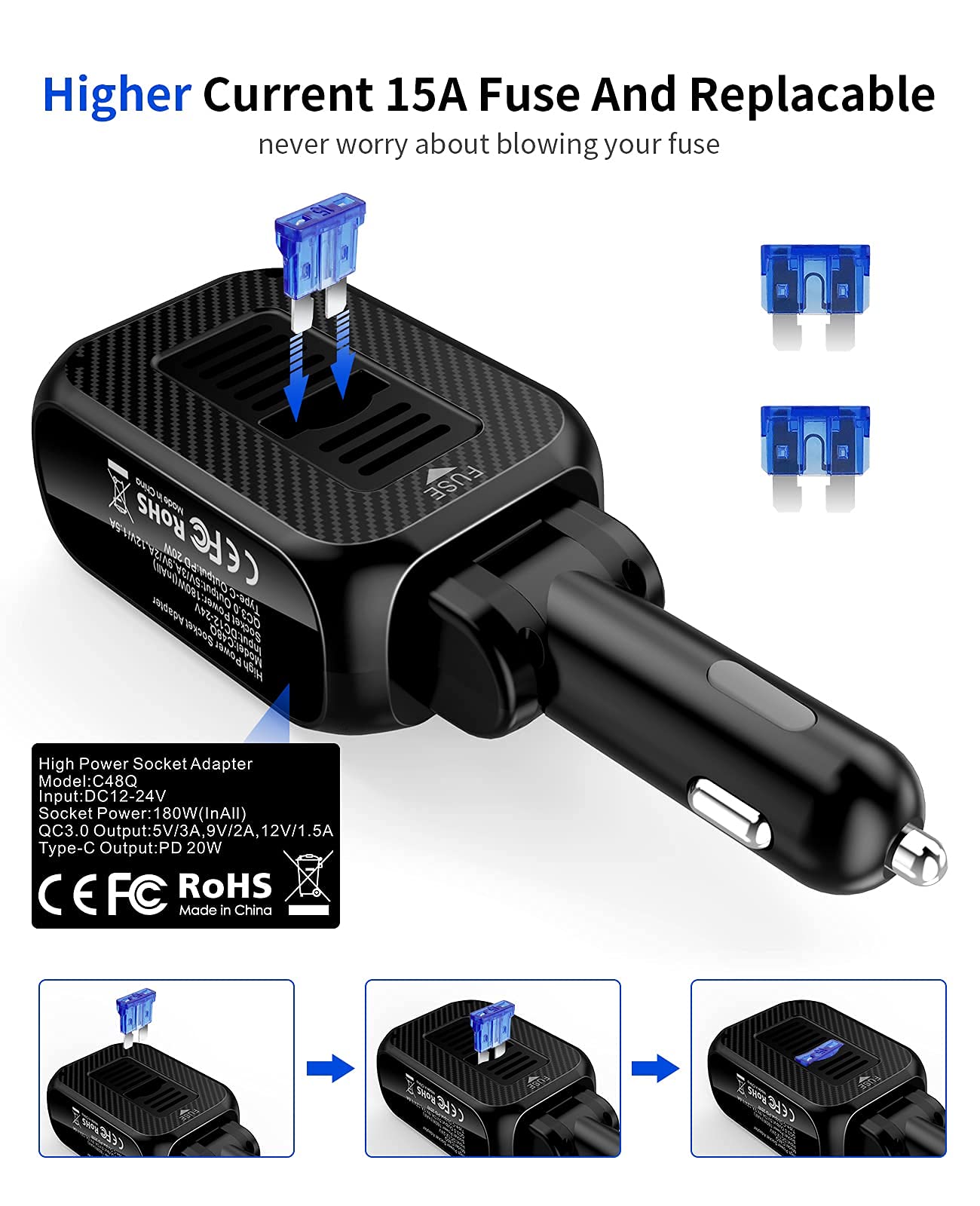 LED voltage display on cigarette lighter adapter