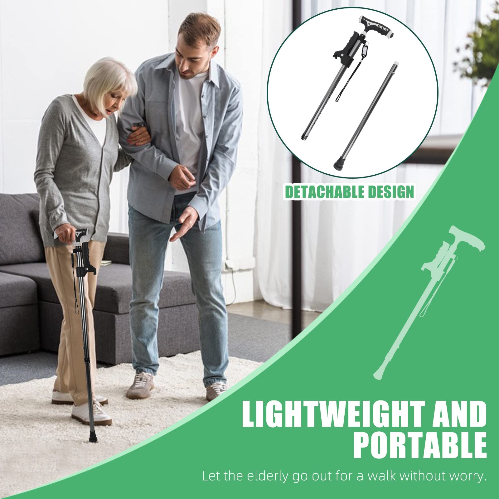 LED illuminated walking cane in low light