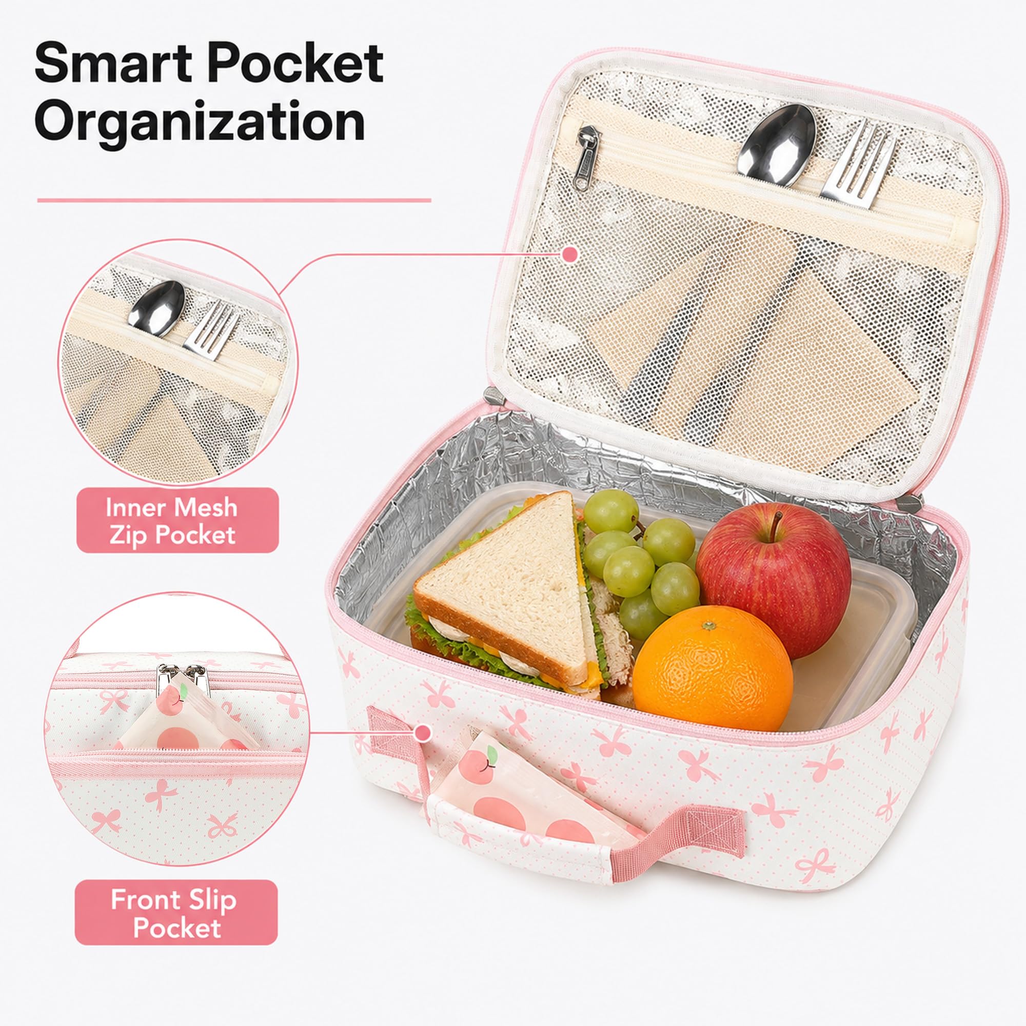 Mesh pocket for utensils on LEDAOU lunch box