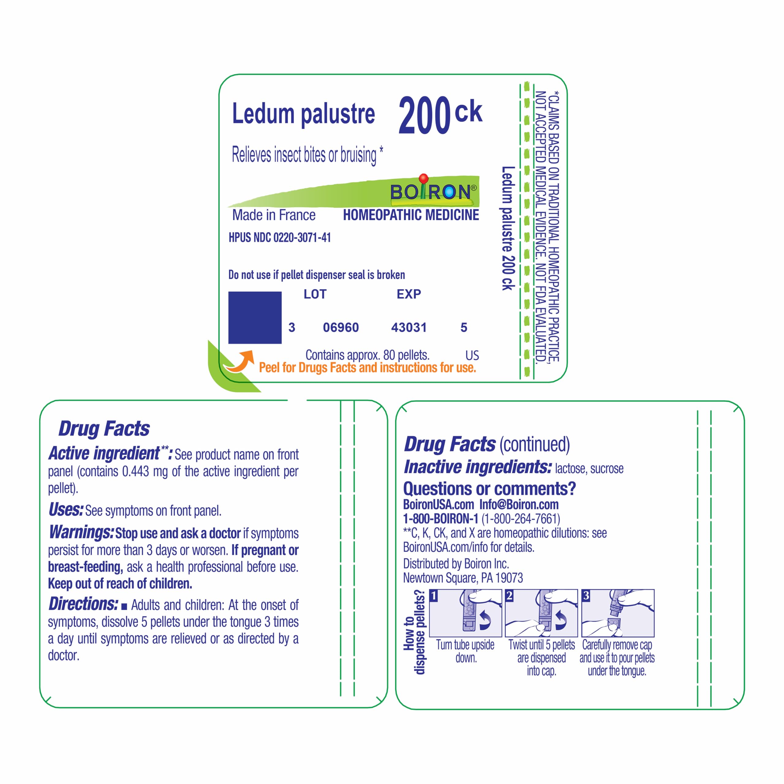 Ledum Palustre pellets for insect bites Boiron packaging