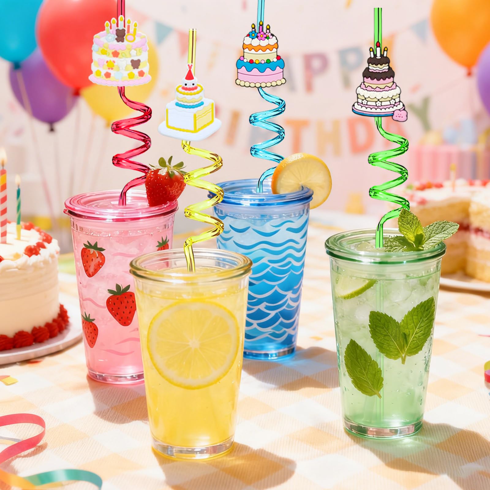 Includes two clean brushes with LEDUO birthday straw set