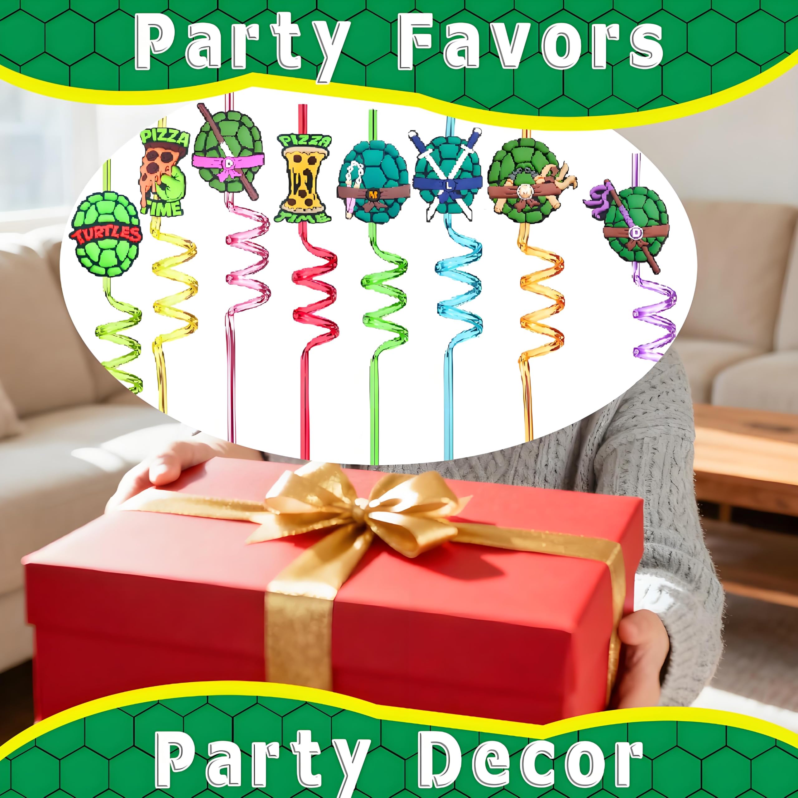 LEDUO ninja turtle party supplies straw set