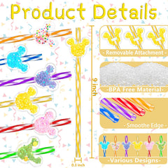 Six sparkle mouse ear toppers included with straws image