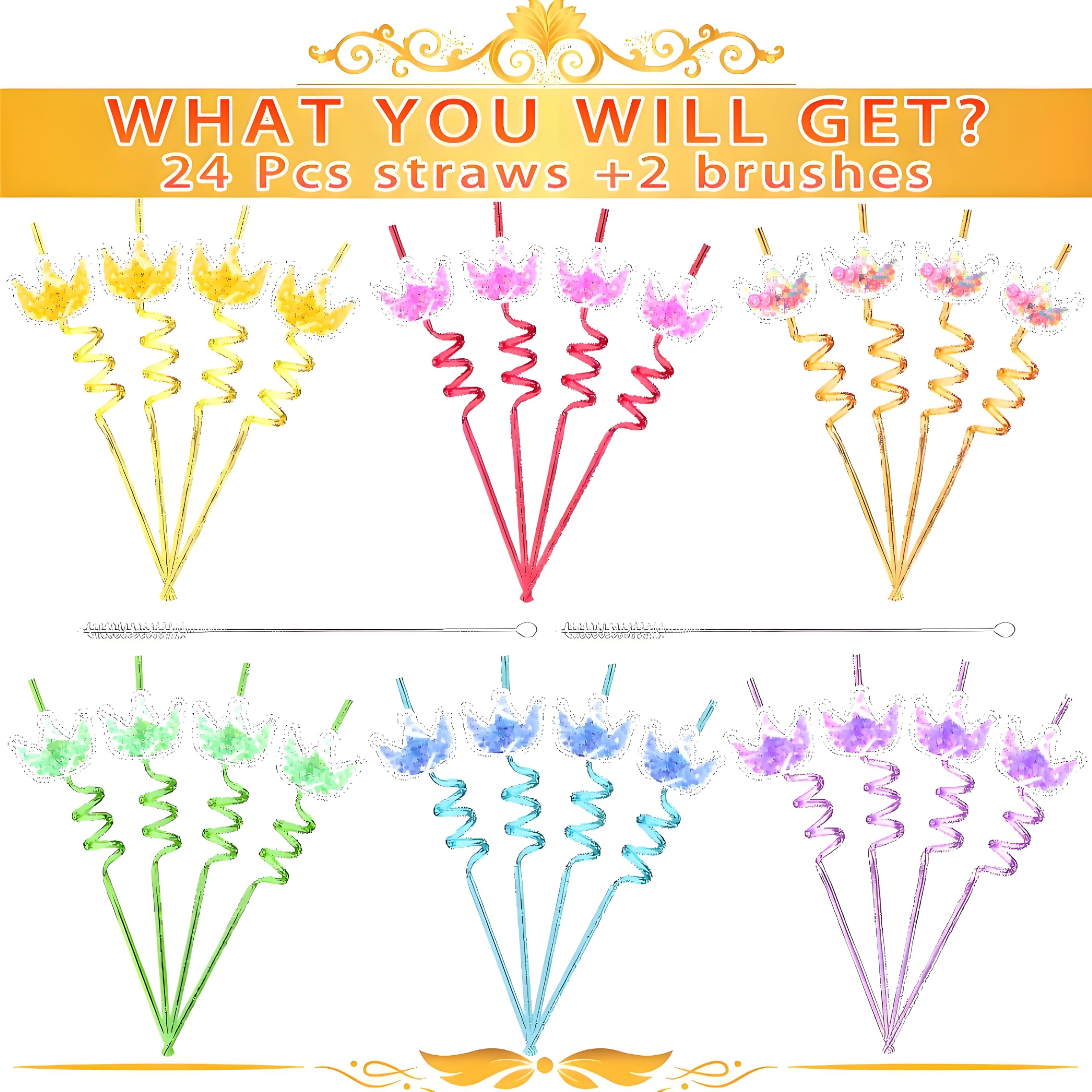 8 color options for LEDUO glitter princess drinking straws
