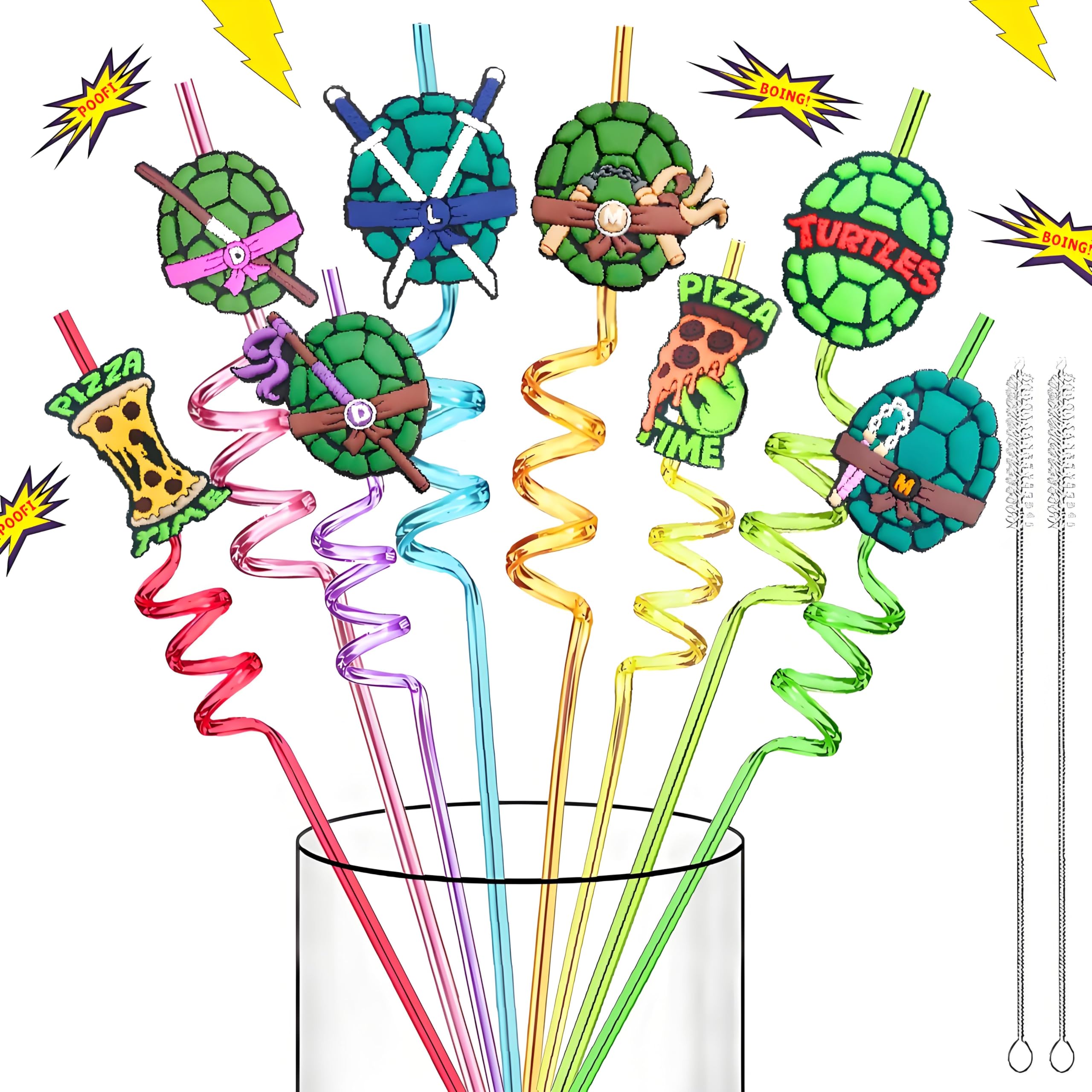 LEDUO reusable ninja green turtles straw pack 24 pieces