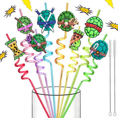 LEDUO reusable ninja green turtles straw pack 24 pieces