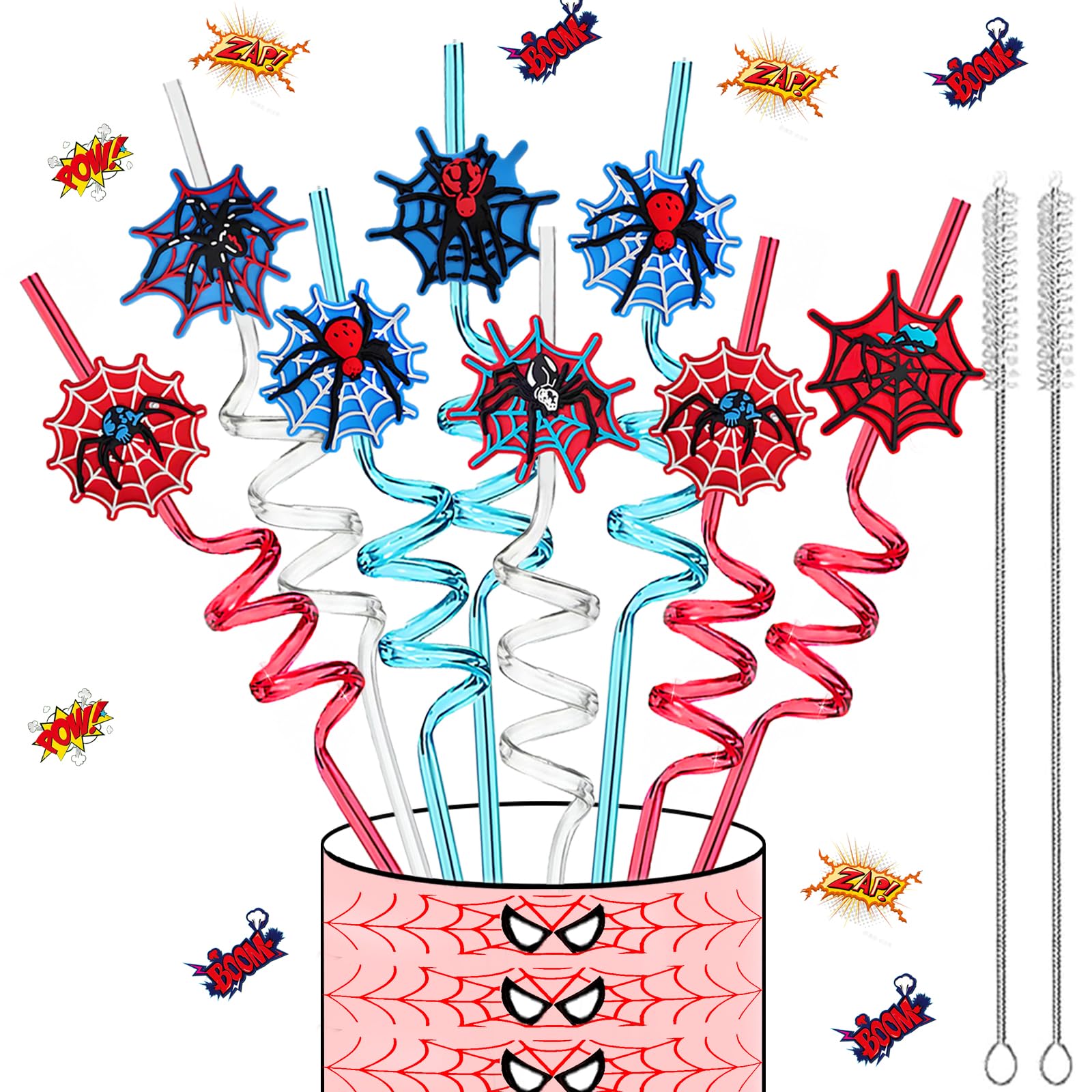 LEDUO spider web drinking straws 24pcs for kids party
