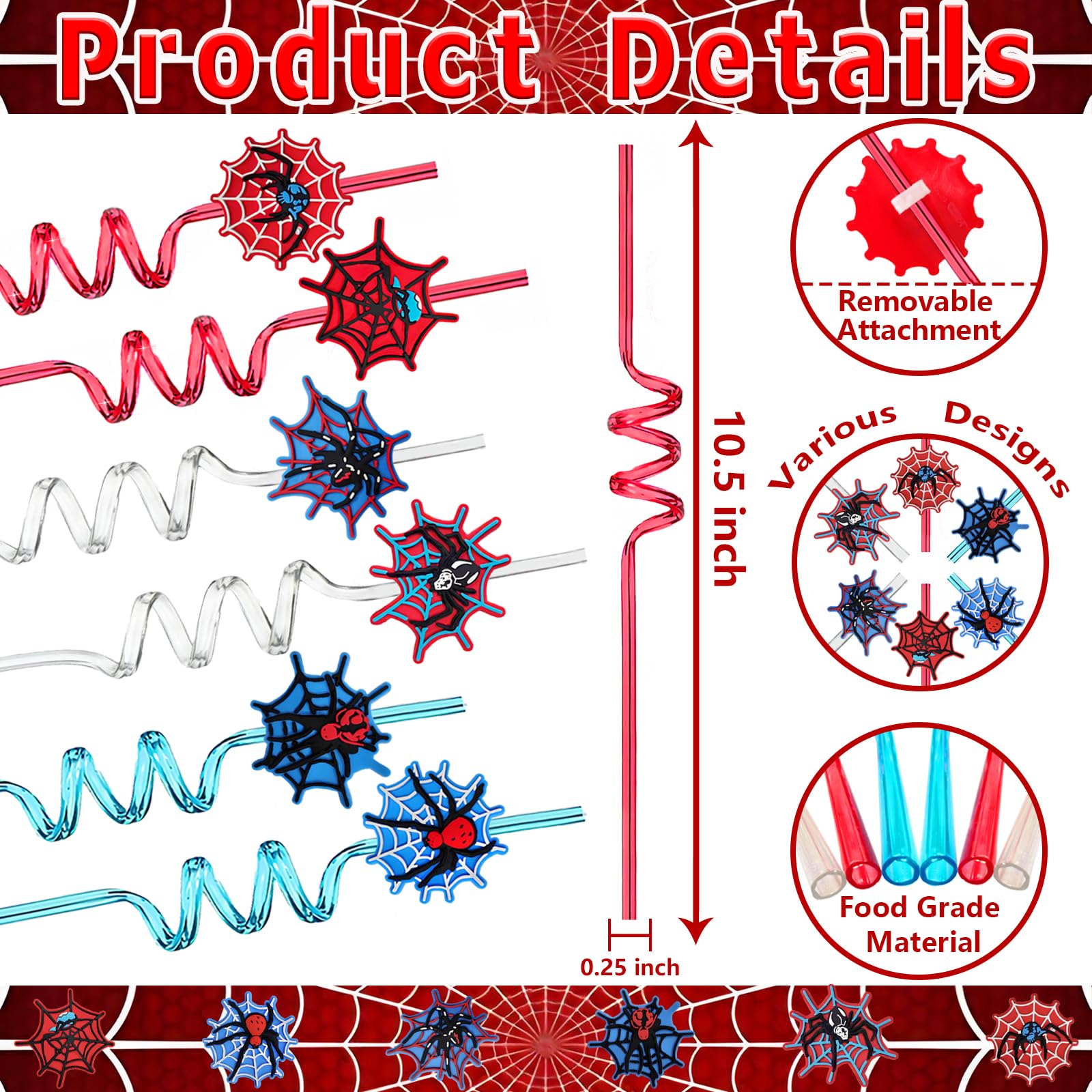Spider web straw design for spider theme parties
