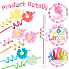 Daisy flower twisty straws in multiple designs for parties