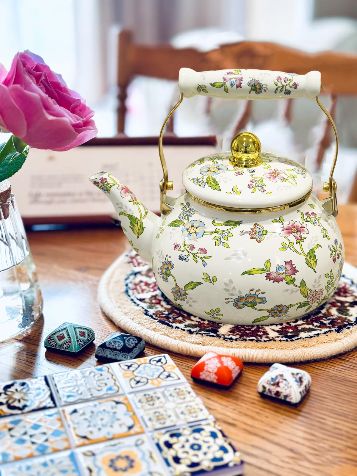 Leebright enamel teapot for tea coffee 2.5L capacity on stove