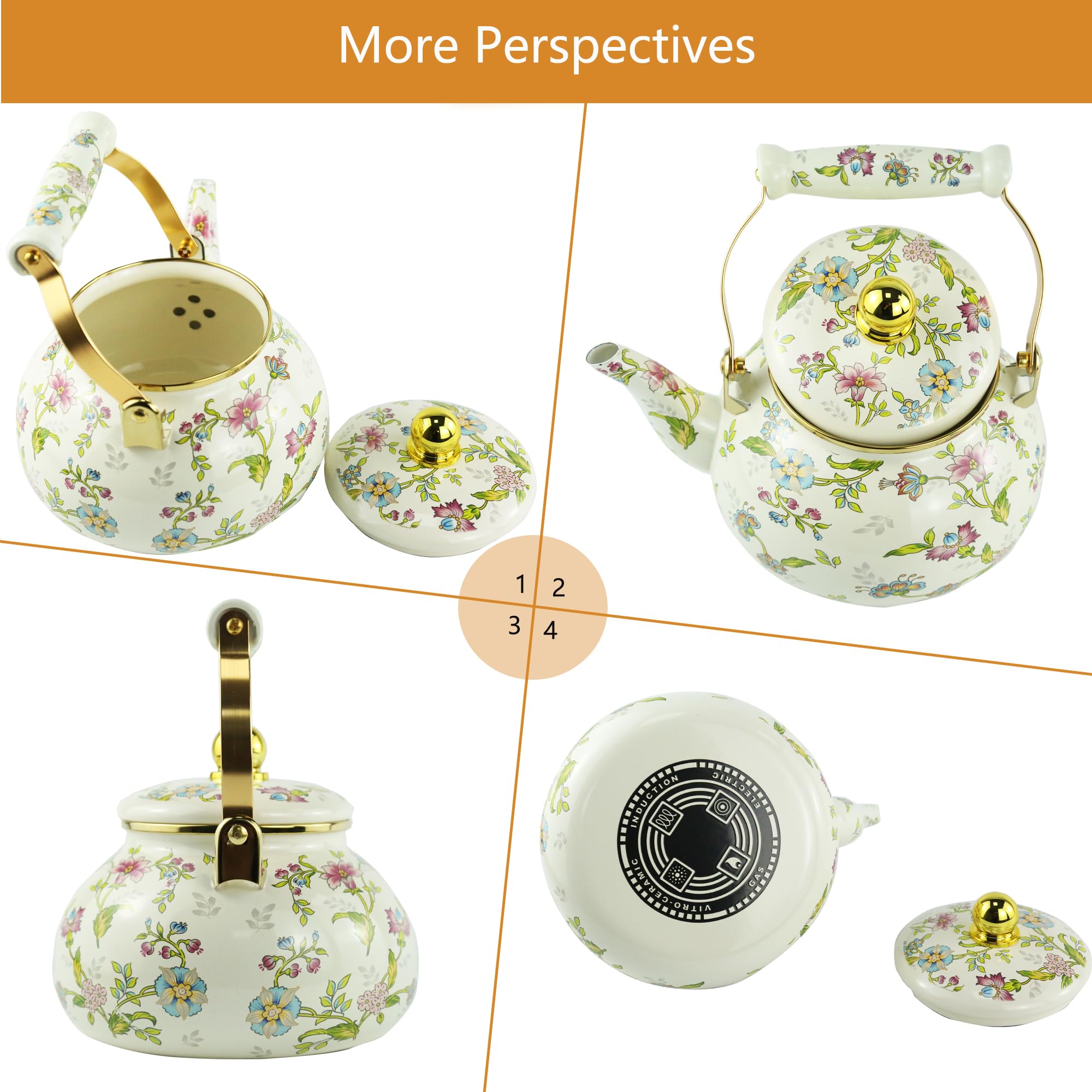 Leebright enamel teapot safe non-toxic material close up