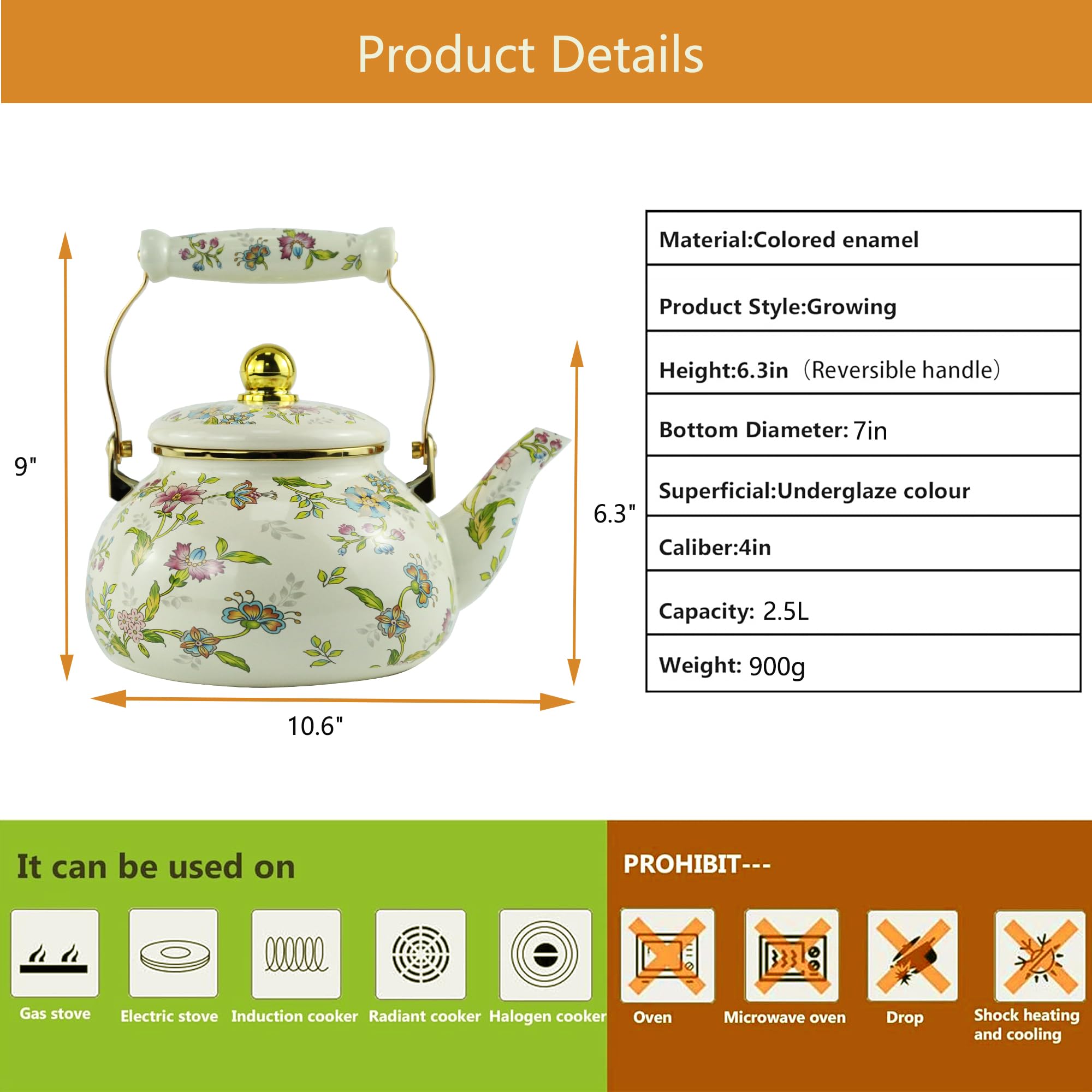 Leebright 2.5L floral teapot gift box packaging