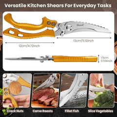LEEPENK kitchen scissors safety lock and spring action close up