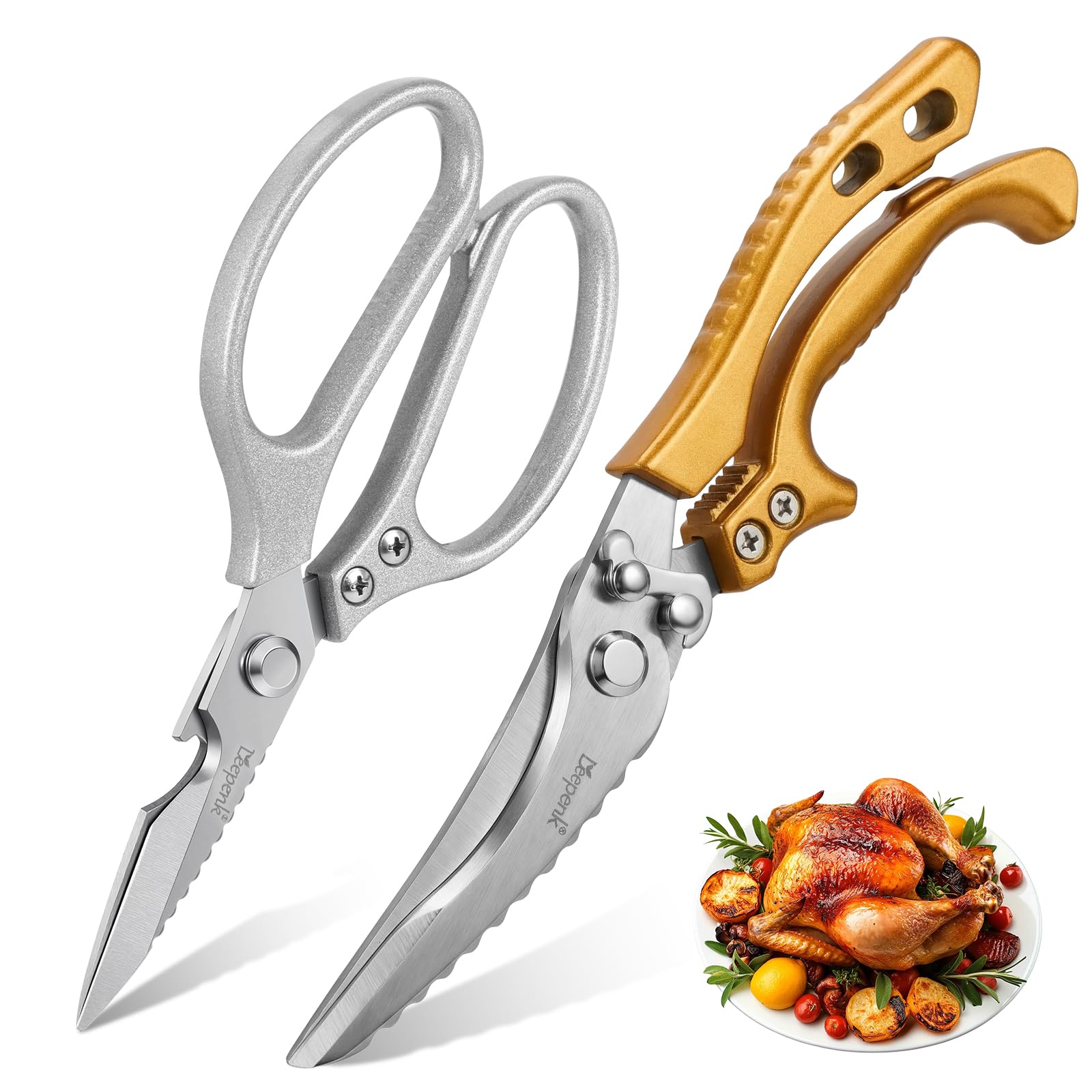 LEEPENK kitchen scissors all purpose 2 packs front view