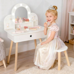 Leeshyah Kids Vanity Set for Girls wooden vanity with glow mirror