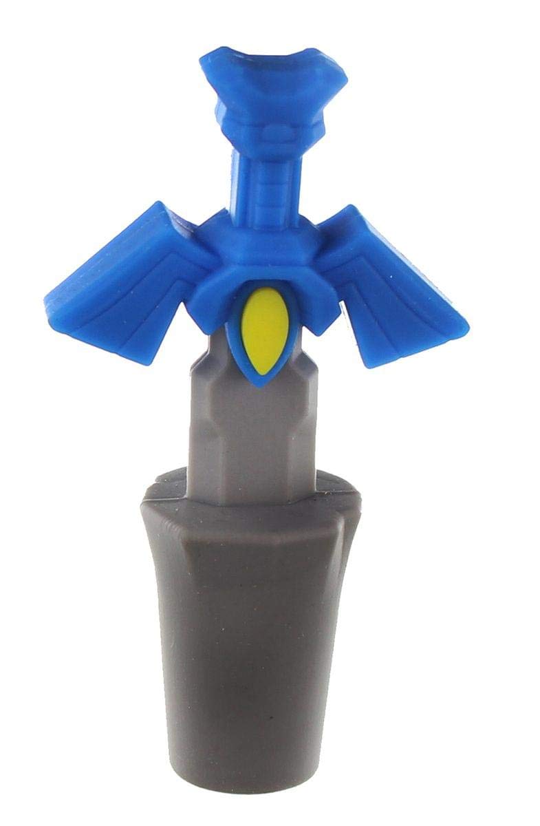 Legend of Zelda Master Sword cork stopper on wine bottle