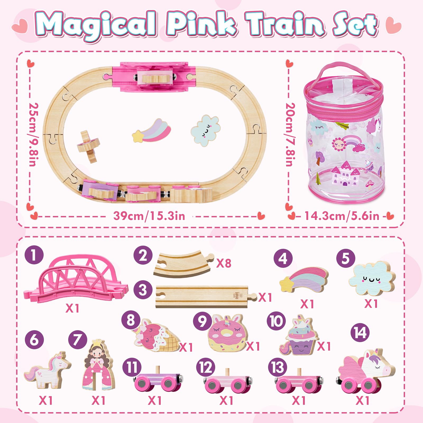 Magnetic unicorn train pieces for Lehoo Castle train set