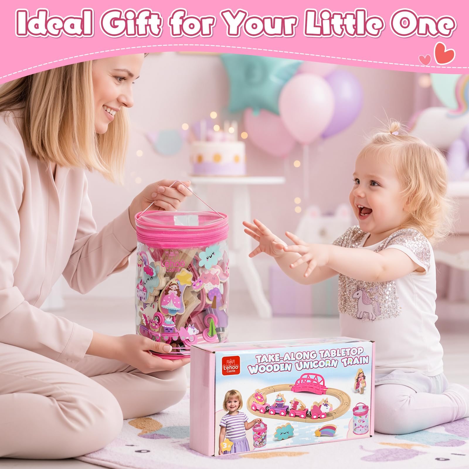 Portable toddler train playset for girls by Lehoo Castle