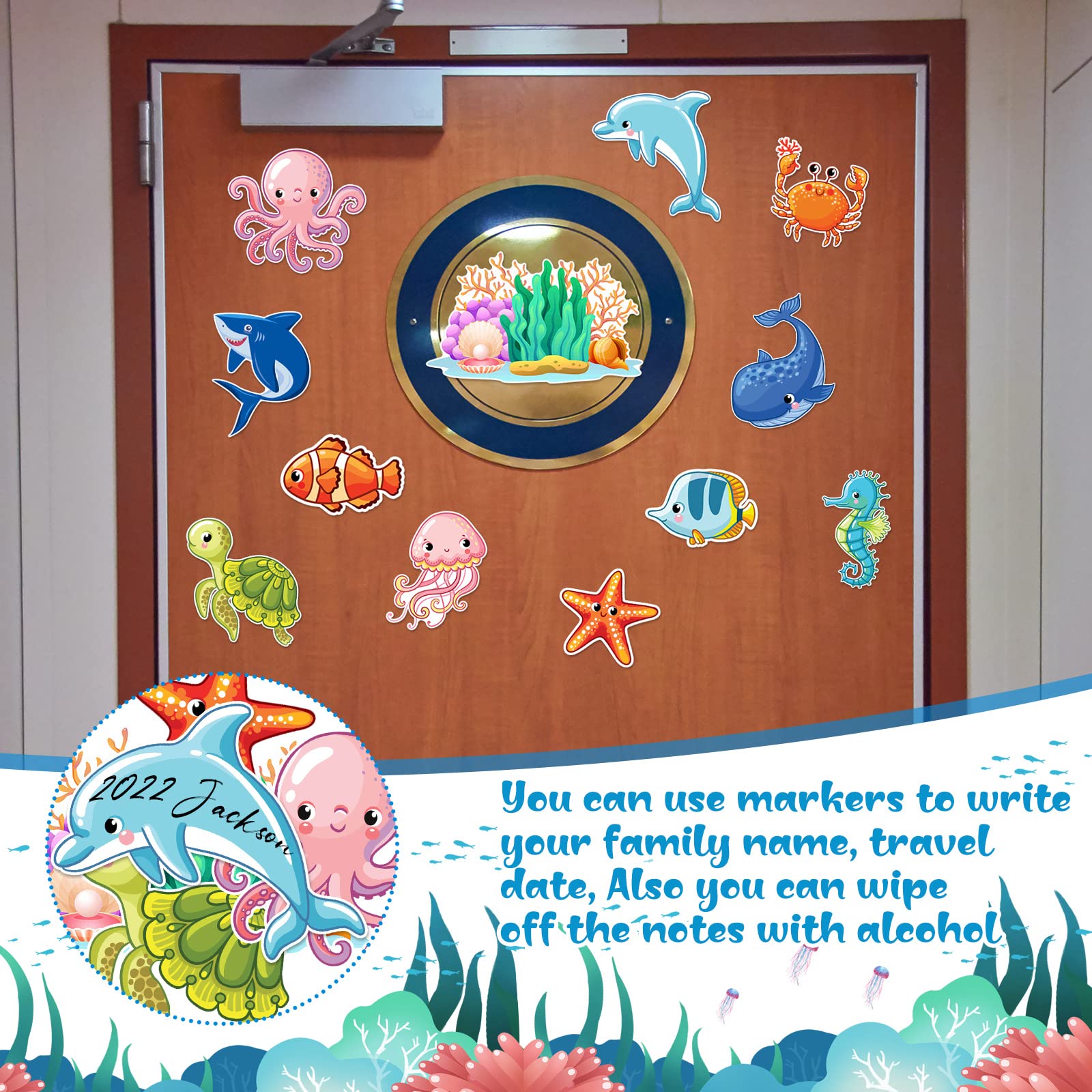 Blue ocean themed cruise door magnets by Leifide