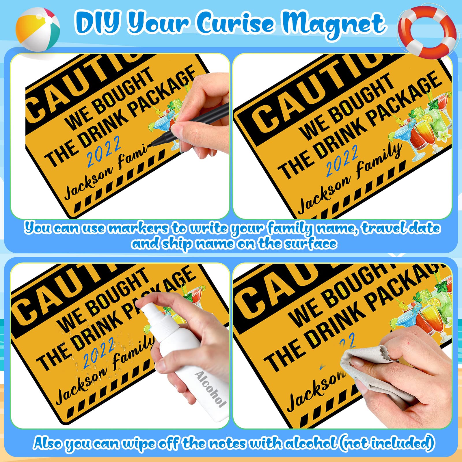 Caution sign magnet for cruise cabin door example