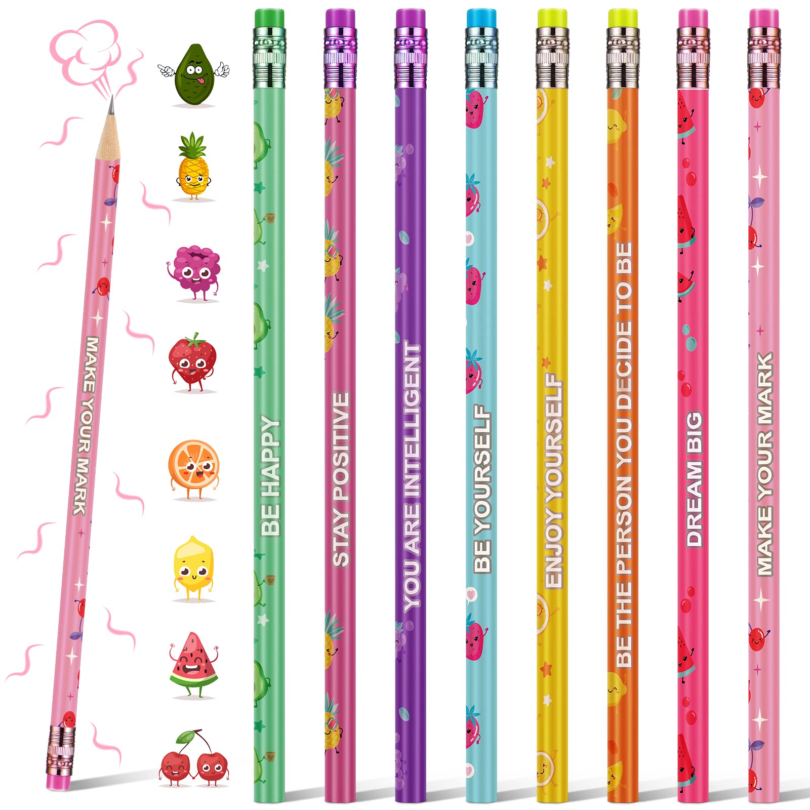 Leinuosen 48 count scented pencils with erasers for kids
