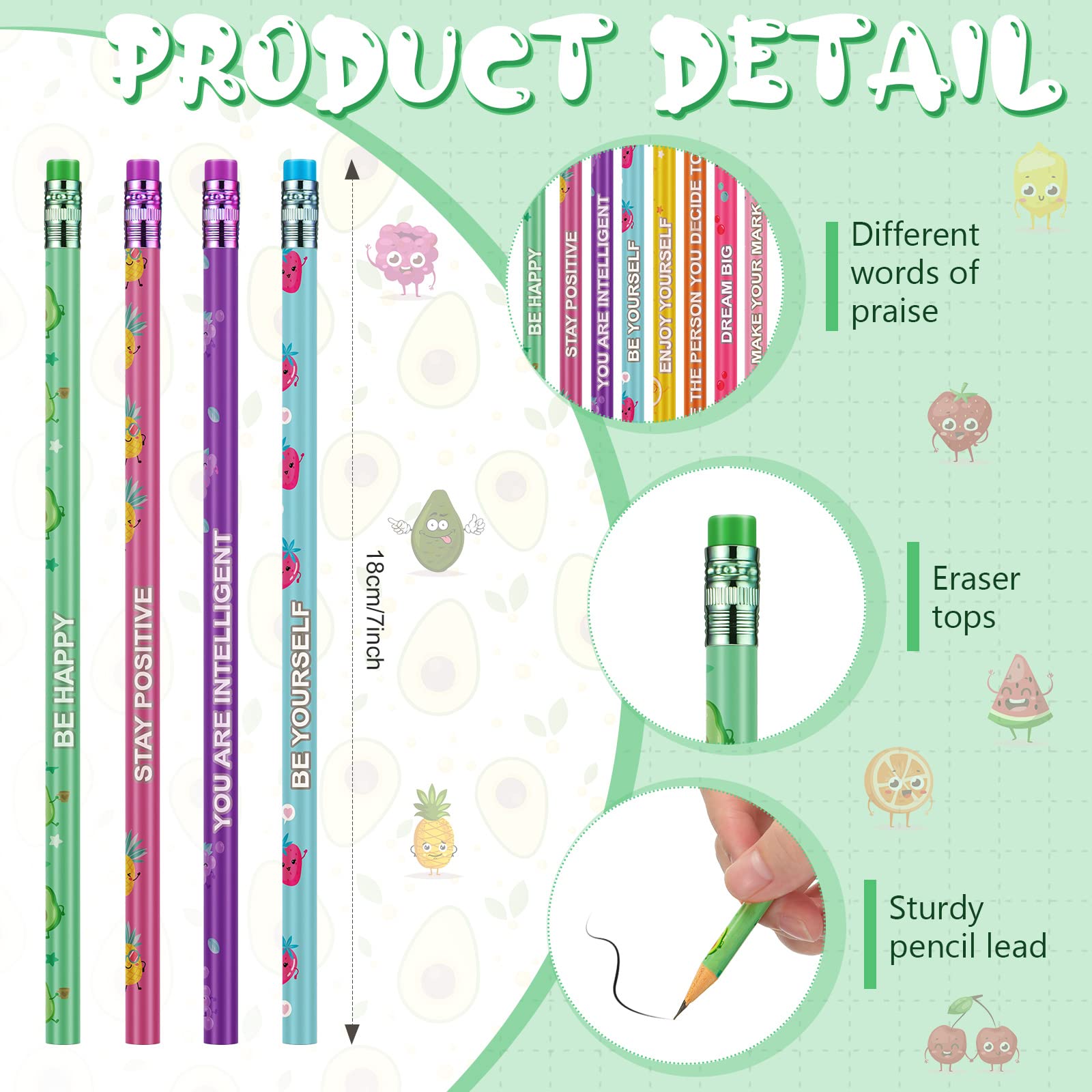 Scented pencils for kids with fruity patterns and erasers