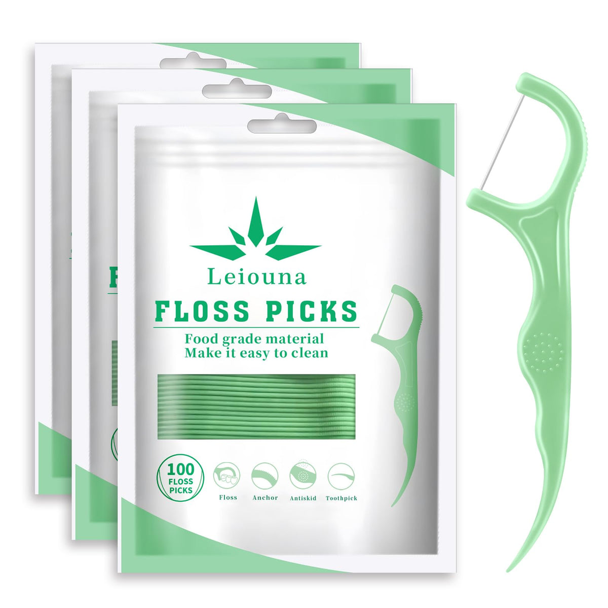Leiouna dental floss picks 100 count box