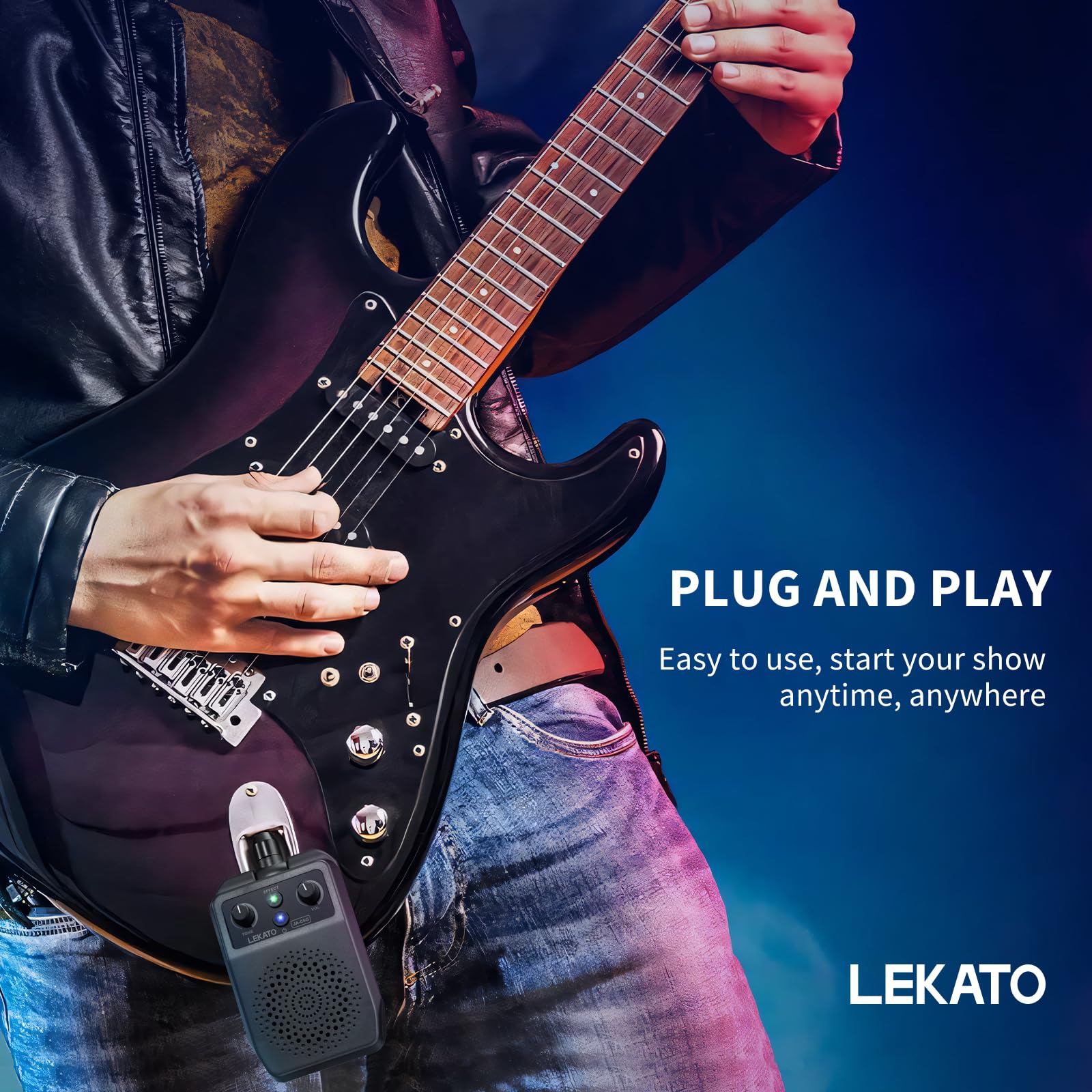 LEKATO JA-05G black portable amp with Bluetooth playback