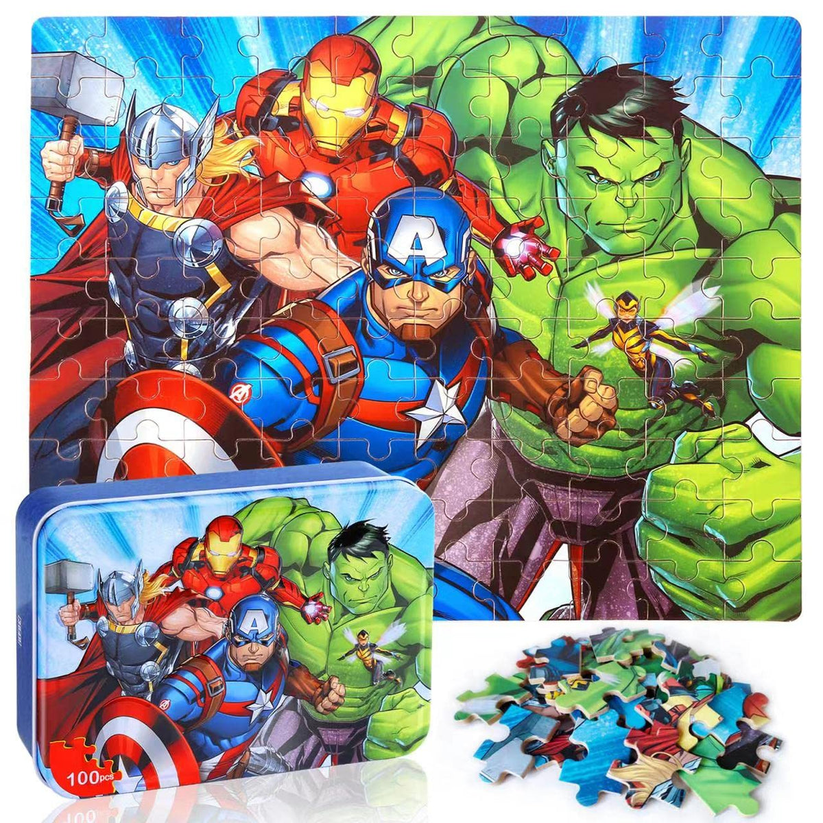 LELEMON puzzles kids 4-6 100 piece in metal box
