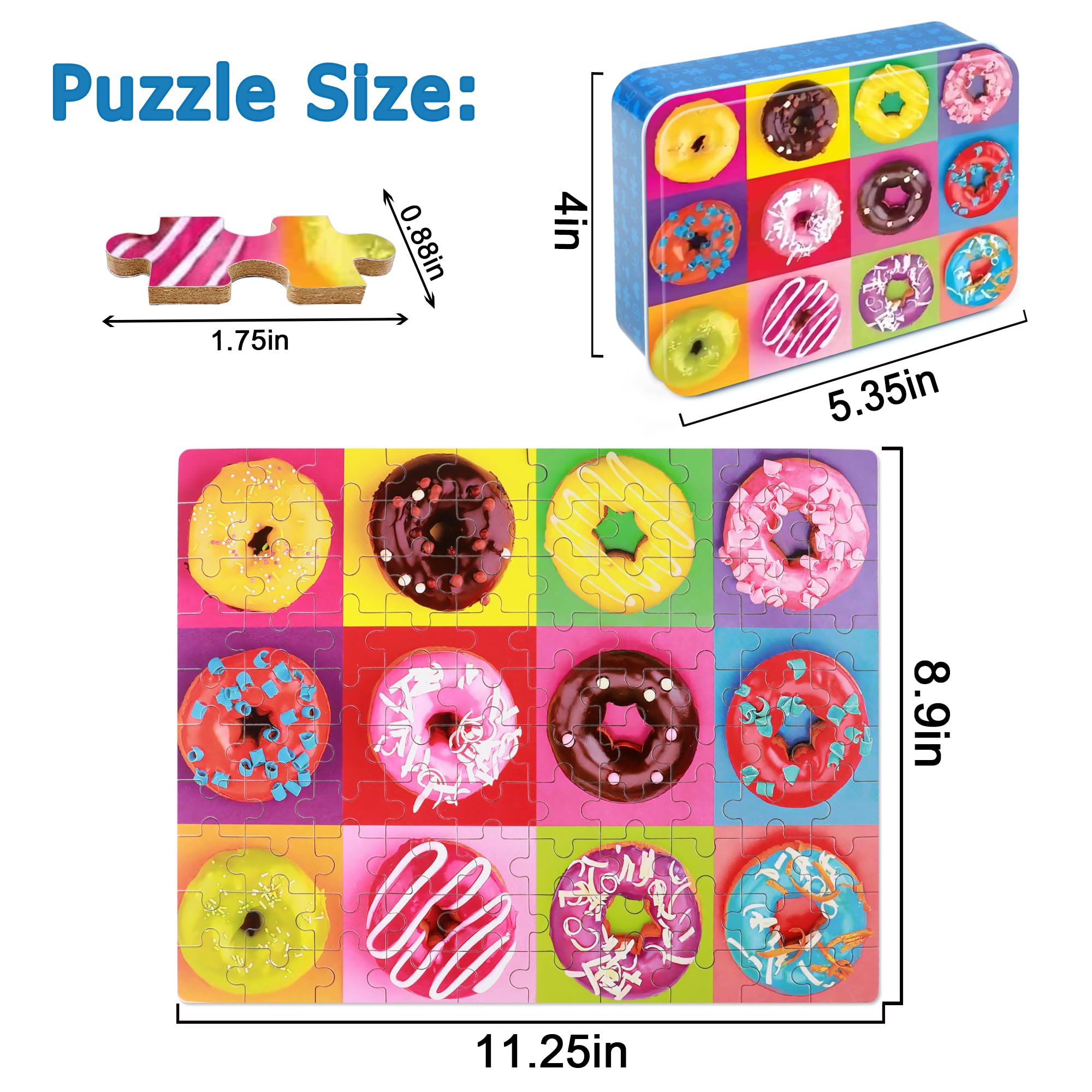 Puzzle set with metal storage tin for travel