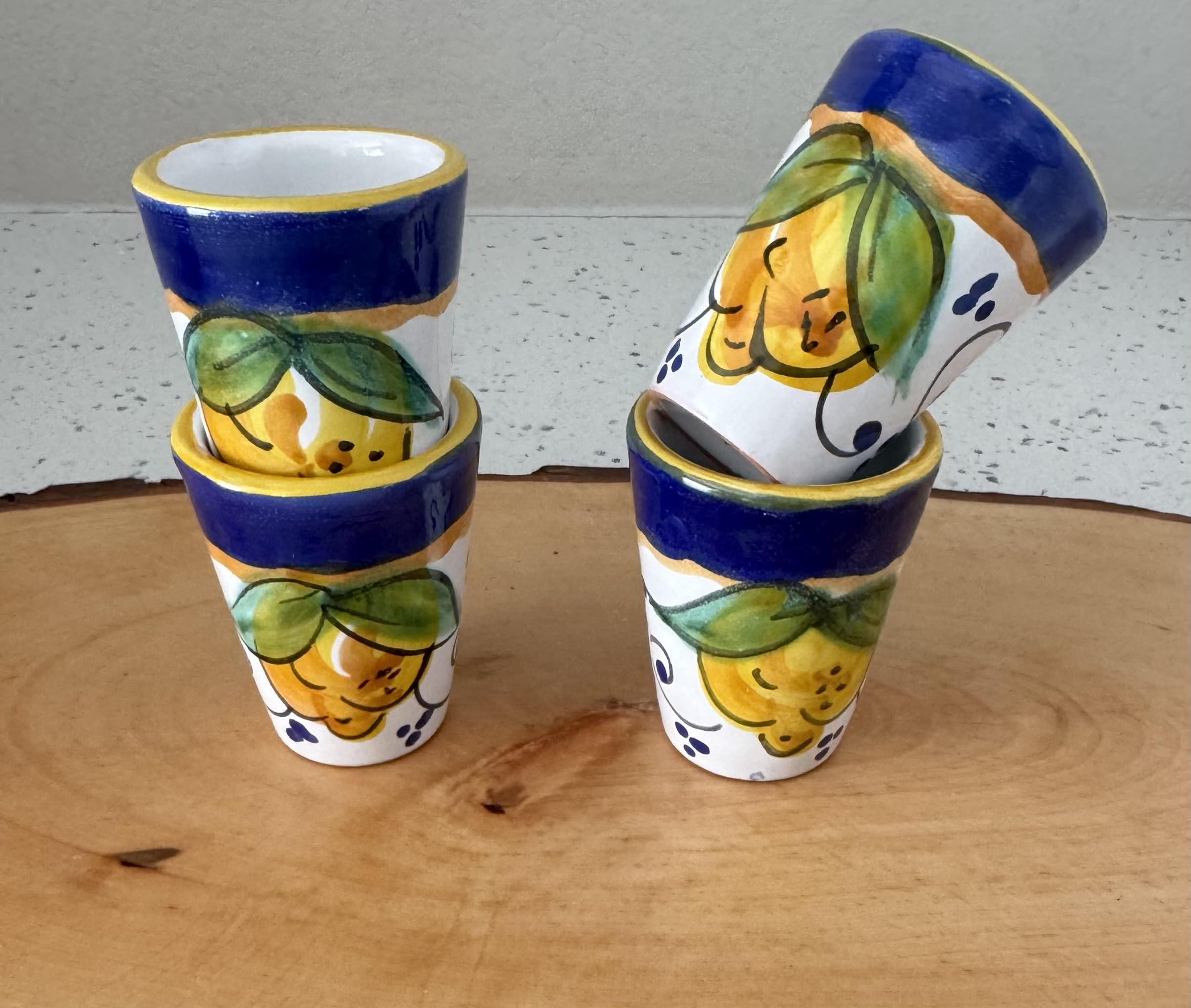 Set of 4 artisan cordial glasses for limoncello or liqueur