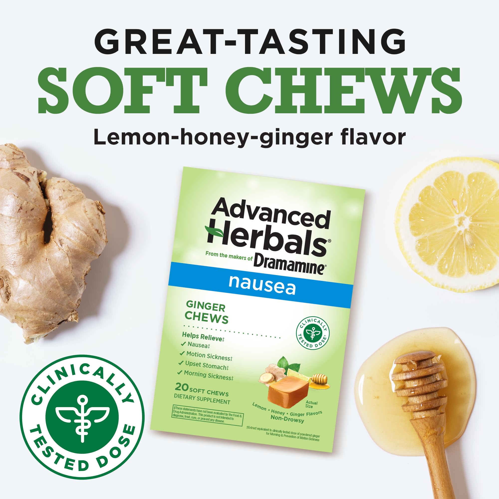 Individually wrapped ginger chews for travel