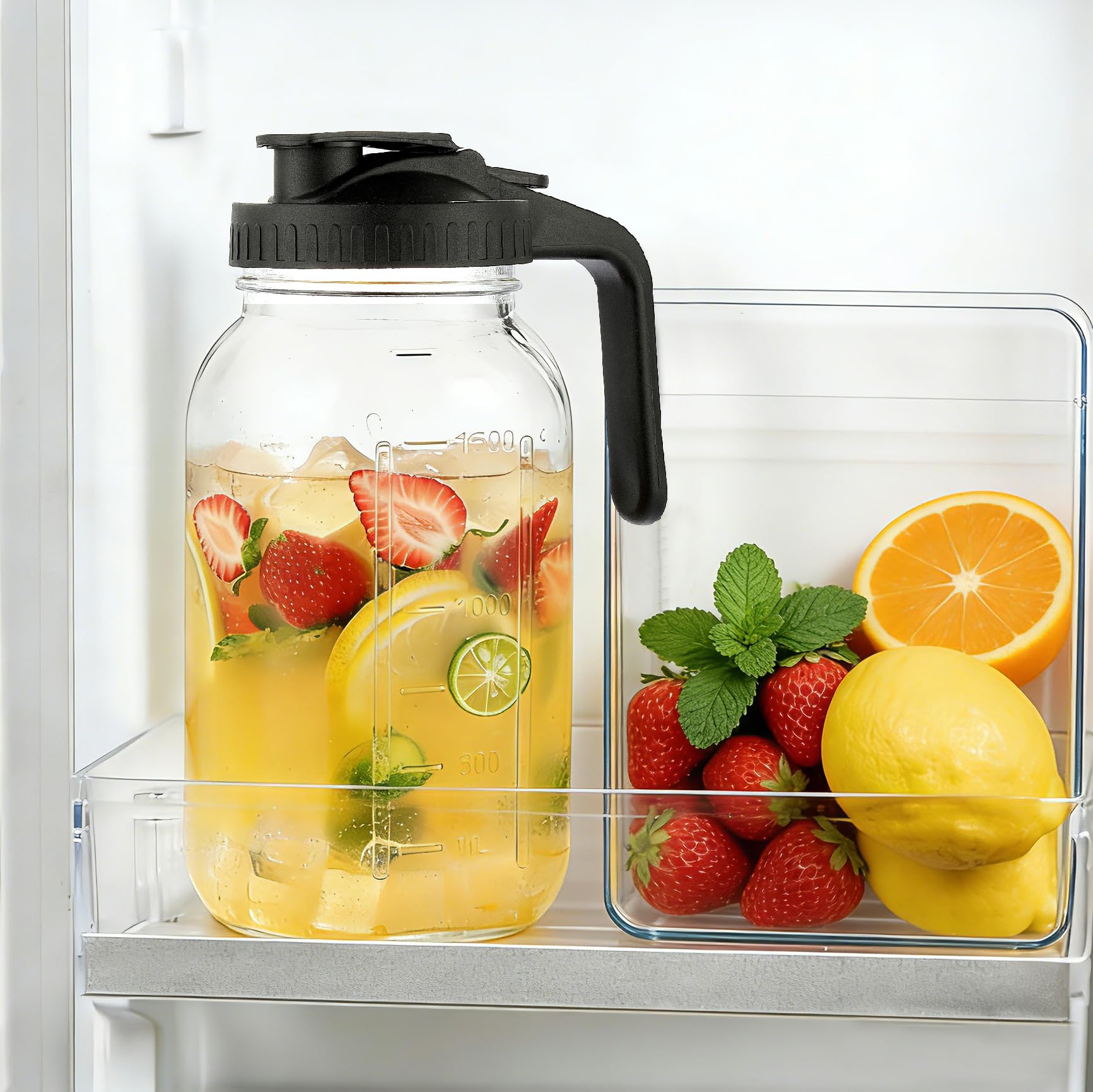 Versatile glass jug for beverages and storage