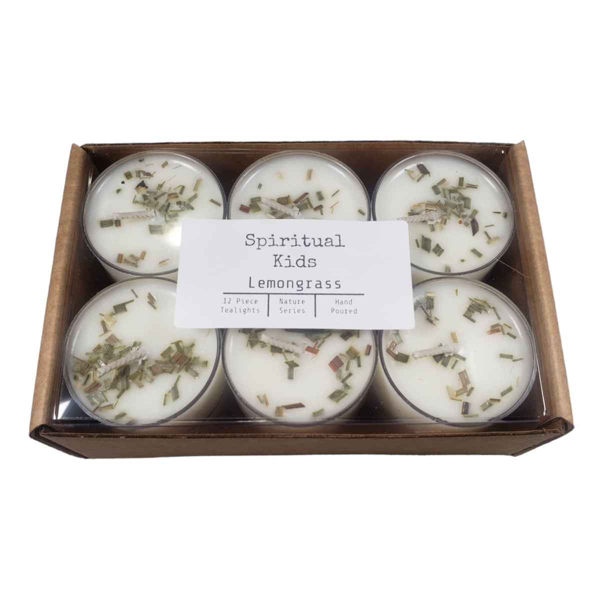 Lemongrass scented soy wax tealights 12ct hand poured with dried lavender