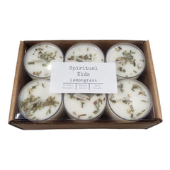 Lemongrass scented soy wax tealights 12ct hand poured with dried lavender