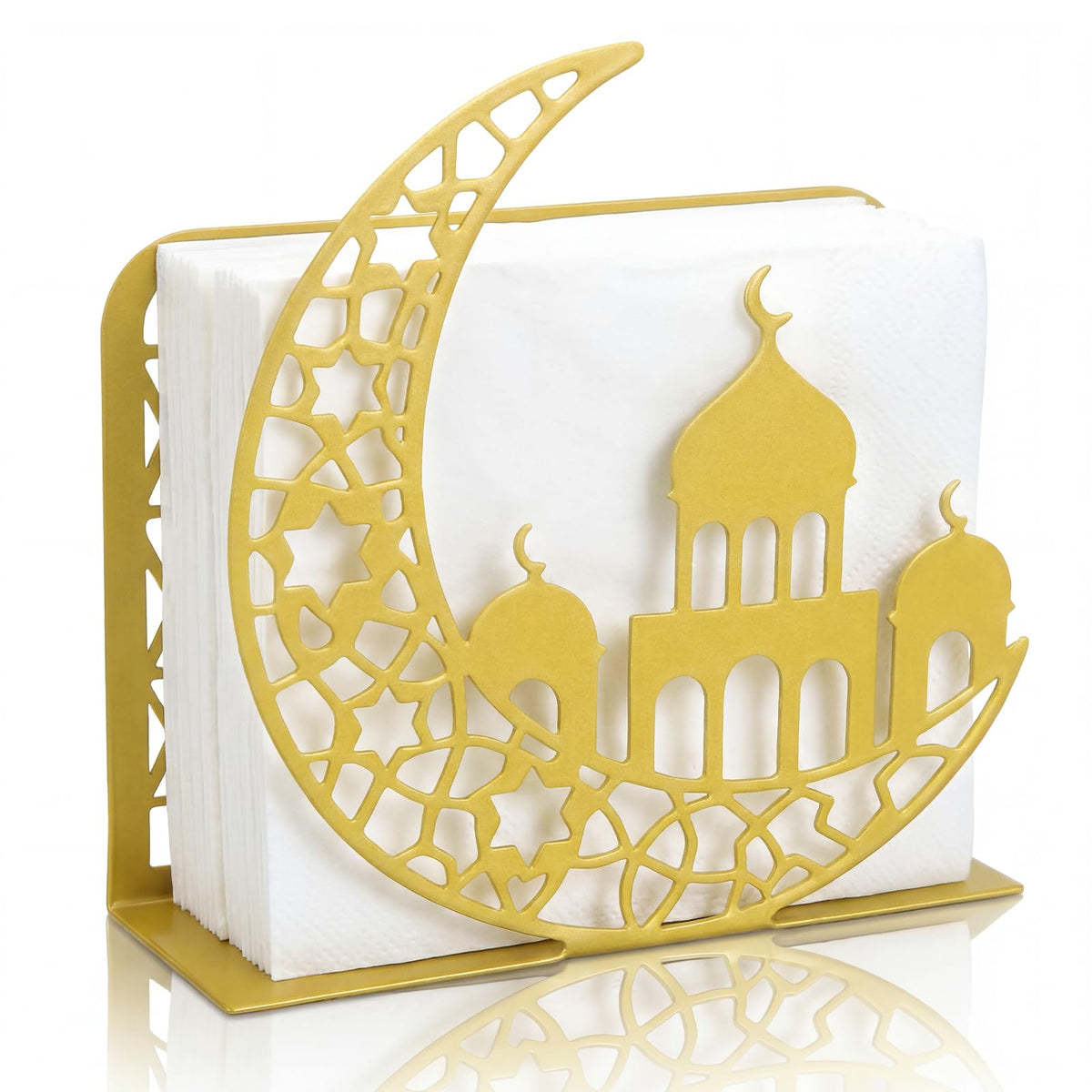 LemonRoad Eid Mubarak Napkin Holder in gold metal finish