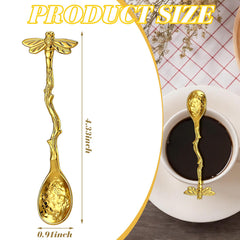 lemonroad gold dragonfly teaspoons 4.33 inch close-up