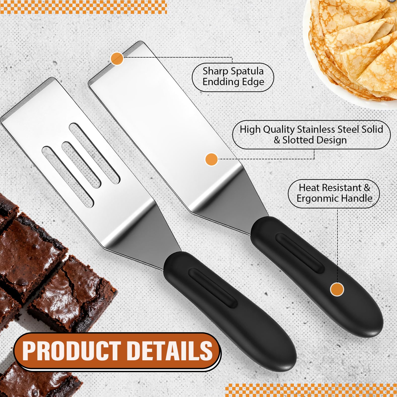 LemonRoad mini stainless steel spatula solid handle close up