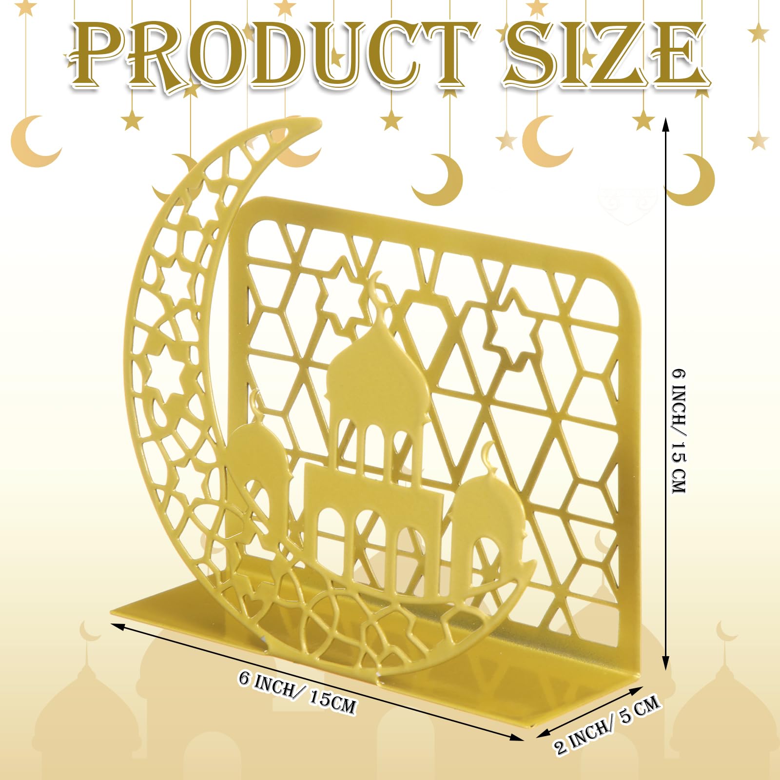 Gold crescent moon napkin holder for Ramadan decor